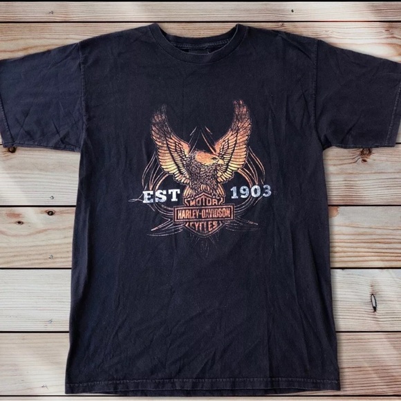 Vintage Y2K Harley Davidson Boot Heel Double Sided Shirt Sz M EUC - Picture 2 of 4